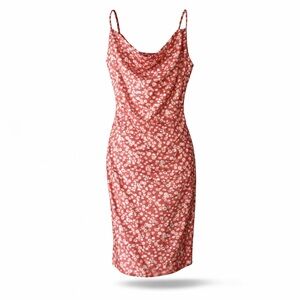 Iris Pink Peach Floral Slip Dress Women's Large Midi Dress Boho